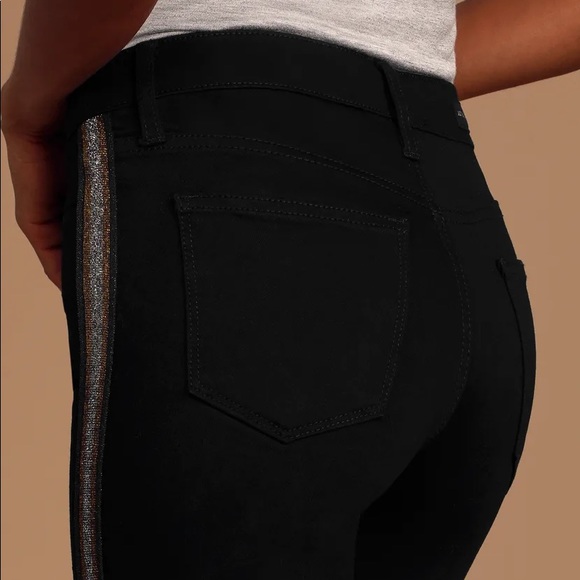 Lulus Cropped Black Glitter Multi Striped Jeans - Picture 4 of 9